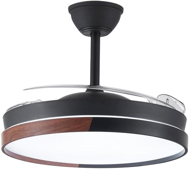 wonderlamp Arpino Negro Silencioso Ventilador de Techo Retráctil