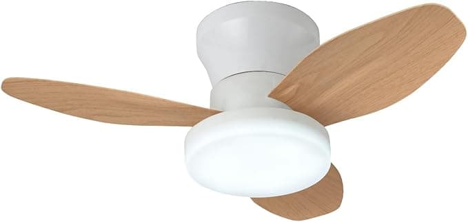 Ventilador de techo BEL AIR HOME - Ventilador de techo TAURUS, motor DC, luz LED 24W, 6 velocidades, 3 temperaturas de luz, mando a distancia, color blanco madera