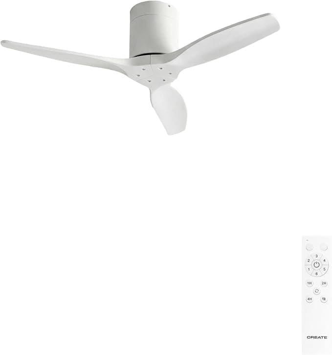 Ventilador de techo CREATE / WINDCALM S/Ventilador de techo ABS blanco con mando / 40W, Silencioso, Ø112 cm, 6 velocidades, temporizador, función verano-invierno