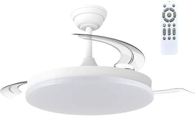 Ventilador de techo wonderlamp - Ventilador de Techo ultra silencioso, 7 velocidades, LED Verno Eco Blanco, Aspas Retráctiles, Motor DC, CCT Regulable 3000K-6000K, Mando, Función Noche, Verano Invierno, Ø106 cm