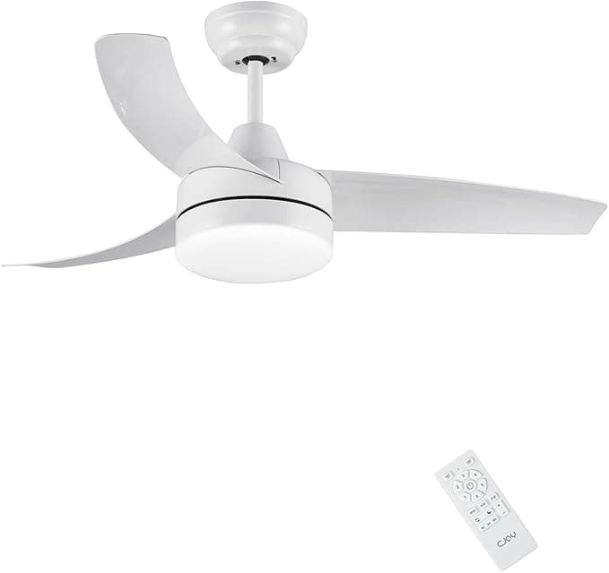 CJOY Ventilador de Techo con Luz LED, 107 cm Blanco Lamparas Ventilador de Techo Silencioso, 3 Aspas 6 Velocidades, 3 CCT Regulable, Ventilador Techo con Mando para Dormitorio Salon