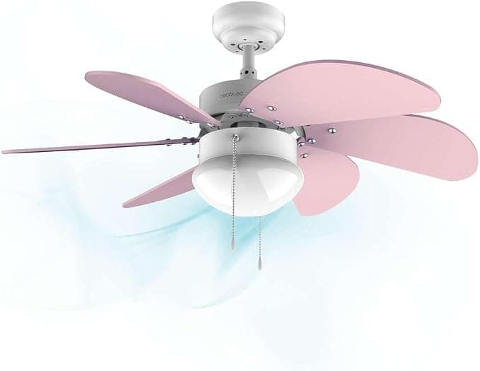 Ventilador de techo Cecotec Ventilador de techo EnergySilence 3600 Vision Purple. 50 W, Diámetro 92 cm, Lámpara, 3 Velocidades, 6 Aspas reversibles, Función Verano/Invierno, Interruptor de Cadena, Blanco/Lila