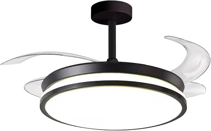Ventilador de techo BEL AIR HOME -Ventilador de Techo DUNE - Aspas Desplegables - Luz Led 36W en 3 Temperaturas de Luz - Mando a Distancia - Motor DC Eficiente y Silencioso (NEGRO)