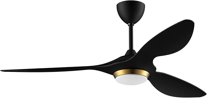 Ventilador de techo reiga Ventilador de Techo con Luz, Ventilador de Techo Negro con Mando a Distancia, Ventilador para Interior y Exterior 132 cm, Motor DC Reversible Silencioso, Color Negro y Dorado, Wi-Fi y Aplicación