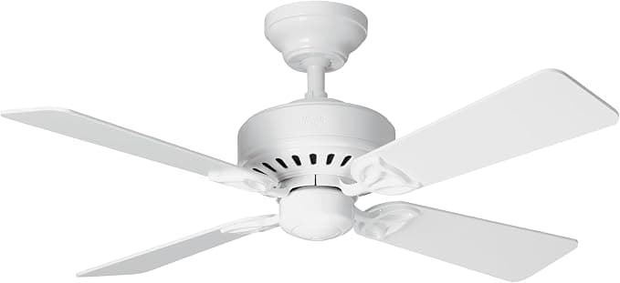 Ventilador de techo HUNTER FAN, Ventilador de Techo con Cadena para Interiores, Bayport, 4 Aspas Reversibles, Color Blanco, 107 cm, Ideal para Verano e Invierno, Modelo 24170