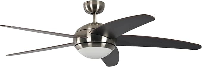 Ventilador de techo Ventilador de Techno Melton Níquel con Luz y Mando a Distancia, 132 cm, Palas Wanaque