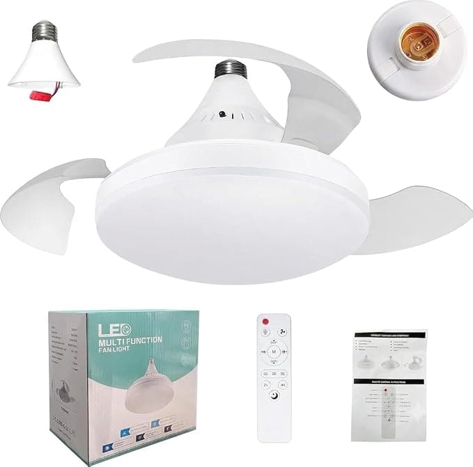 Ventilador de techo Ventilador de Techo con Luz E27 LED 40cm, Adaptador E27 Incluido, Lámpara Ventilador Silencioso 20-30dB con Mando a Distancia, 3 Colores 12 Niveles de Brillo Regulable, Temporizador 2h/4h, para Dormit