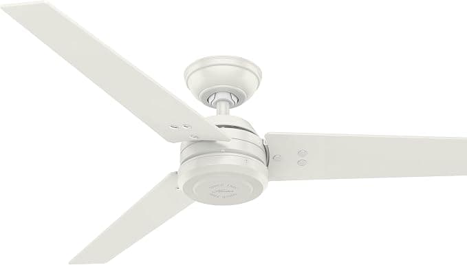 Ventilador de techo Hunter Fan, Ventilador de Techo con Control de pared para Interiores y Exteriores, Protos, 3 Aspas Reversibles, Color Blanco, 132 cm,para Verano e Invierno, Modelo 50623