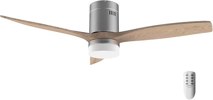 Ventilador de techo Cecotec Ventilador de Techo con Luz LED Energysilence Aero 5600 Classic Steel.40W.Motor DC, Diámetro 132cm, 3 Aspas, LED 18W, Temporizador, 6 Velocidades, Mando a Distancia, Función Verano/Invierno