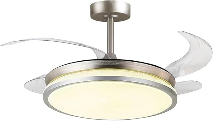 Ventilador de techo BEL AIR HOME -Ventilador de Techo DUNE - Aspas Desplegables - Luz Led 36W en 3 Temperaturas de Luz - Mando a Distancia - Motor DC Eficiente y Silencioso (PLATA)