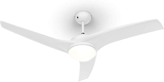 Ventilador de techo KLARSTEIN Figo Ventilador de techo - 2 en 1: ventilador & lámpara de techo (2 x 42 W), Diámetro: 52" (132 cm), 3 aspas, Flujo de aire: 9.018 m³/h, 2 sentidos de giro, 3 velocidades, blanco