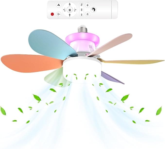 Ventilador de techo Ventilador de techo LED con luces, ventilador de techo inteligente, lámpara de silencio, lámpara extraíble, luz negativa, 52x18.5cm, para niños, niños, niñas, habitación