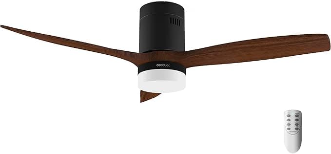 Ventilador de techo Cecotec Ventilador de Techo con Luz LED Energysilence Aero 5600 Classic Black. 40W, Motor DC, Diámetro 132cm, 3 Aspas, LED 18W, Temporizador, 6 Velocidades, Mando a Distancia, Función Verano/Invierno
