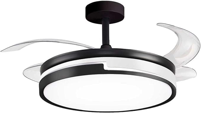Ventilador de techo BEL AIR HOME Ventilador de techo ROBIN negro, motor DC silencioso, luz LED 36W 3 temperaturas, aspas plegables, mando a distancia, montaje en techo, diseño moderno