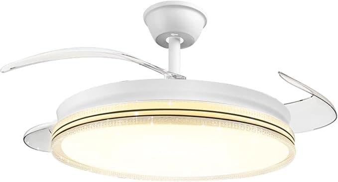 Ventilador de Techo con Aspas Retráctiles y Luz LED de 70W, Control Bluetooth + Mando, 6 Velocidades, 3 Temperaturas de Luz, Modo Verano/Invierno, 6600 LM de Alto Brillo, Ø42, para Salón u Oficina