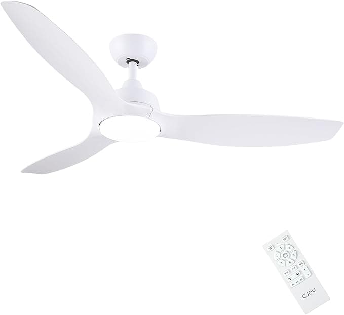 Ventilador de techo CJOY Lampara Ventilador Techo Dormitorio, 132 cm Ventilador de Techo con Luz Silencioso, Ventiladores Techo con Lampara Iluminación Regulable LED 24W, 3 Aspas, Reversible Motor DC, 6 Velocidades