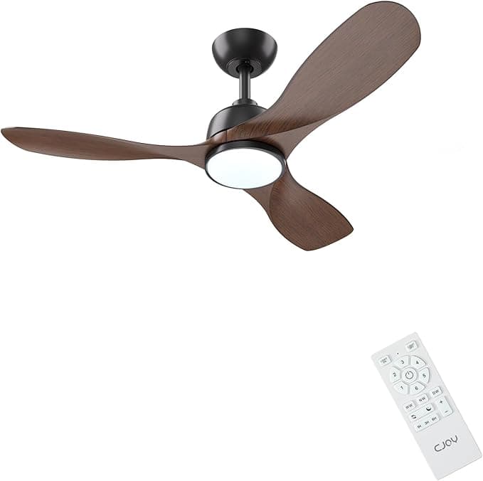 CJOY Ventilador de Techo con Luz, 107 cm Ventilador de Techo con Mando Madera 3 Aspas, 6 Velocidades, Memoria 3 CCT, Regulable, Silenciador Reversible CC, Modo Sleep, Para Dormitorio