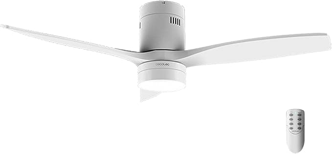 Ventilador de techo Cecotec Ventilador de Techo con Luz LED Energysilence Aero 5600 Classic White. 40W, Motor DC, Diámetro 132cm, 3 Aspas, LED 18W, Temporizador, 6 Velocidades, Mando a Distancia, Función Verano/Invierno