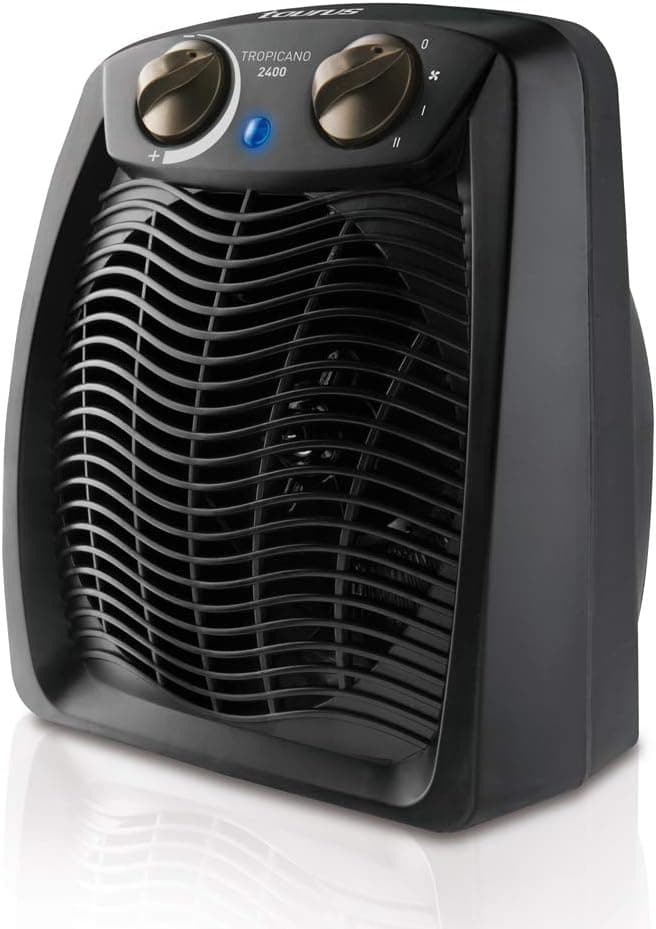 Ventilador de techo Taurus Taurus Tropicano 2400 Calefactor, termoventilador, 2 potencias de calor + ventilador, 2400W, asa de transporte, termostato ajustable, silencioso, diseño negro