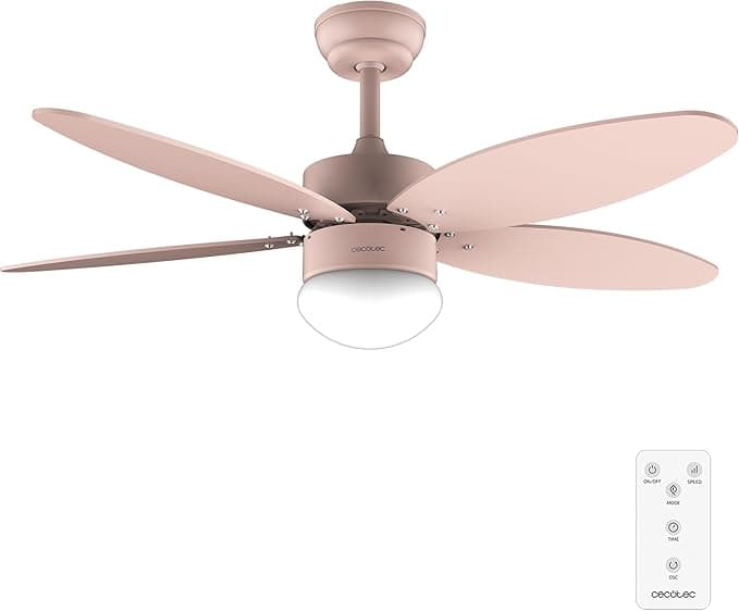 Ventilador de techo Cecotec Ventilador de Techo con Luz EnergySilence Aero 4260 Full Orange de 40 W con motor DC y 42” con luz LED, Mando a distancia, Temporizador, 6 Velocidades y 5 Aspas Reversibles