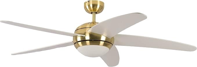 Ventilador de techo Pepeo ventilador de techo Melton de latón 132 cm incluyendo el control remoto, ala de color blanco