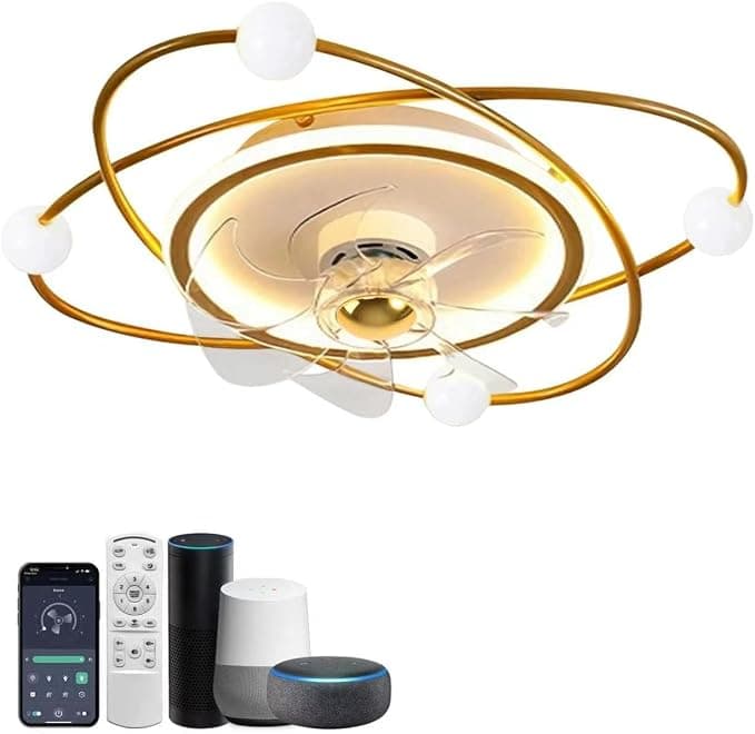 Ventilador de techo Smart Ventilador de Techo con Luz Silencioso, Lampara Ventilador Techo LED Compatible con Alexa, Regulable Lámpara Ventilador con Mando y APP para Dormitorio, Salón