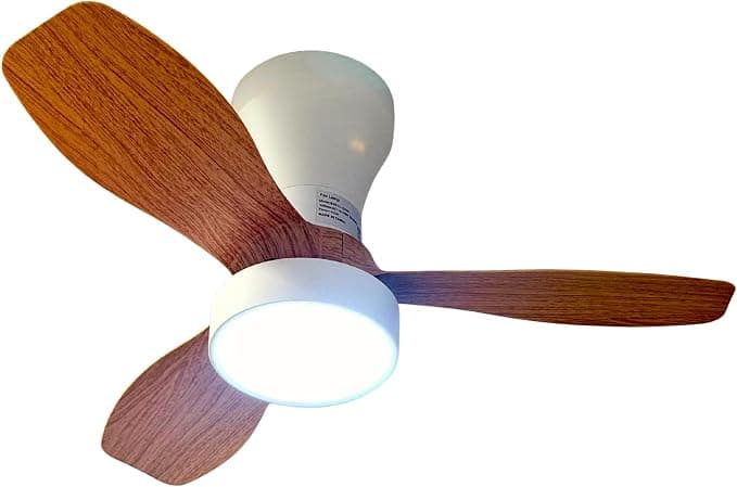Ventilador de techo Jandei - Ventilador de techo mini con luz LED CCT 24W, 3 aspas color madera, 62 cm, 3 velocidades, Motor DC silencioso