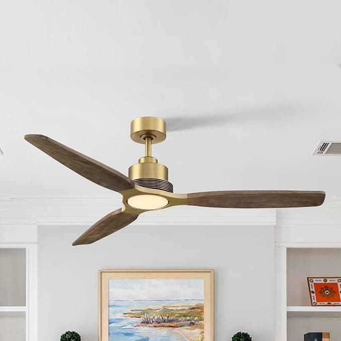 Ventilador de techo Parrot Uncle Ventilador de Techo con Luz 142cm, Regulable 3000/4000/6000K,Motor DC Silencioso 35W,6 Velocidades,Función Invierno-Verano,Mando Distancia,Aspas Madera Maciza para Dormitorio Salón