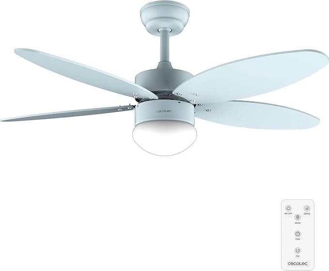 Ventilador de techo Cecotec Ventilador de Techo con Luz EnergySilence Aero 4260 Full Sky de 40 W con motor DC y 42” con luz LED, Mando a distancia, Temporizador, 6 Velocidades y 5 Aspas Reversibles