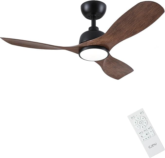 Ventilador de techo CJOY Ventilador de Techo con Luz Silenciador, 107 cm Ventilador de Techo con Mando Madera 3 Aspas, 6 Velocidades, Memoria 3 CCT, Regulable, Reversible CC, Modo Sleep, Para Dormitorio