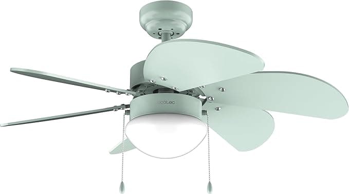 Cecotec Ventilador de Techo con Luz EnergySilence Aero 3600 Vision Full Mint. 50 W, Diámetro 36”, 3 Velocidades, 6 Aspas Reversibles, Modo winter-summer, Uso Sencillo, Interruptor en Cadena