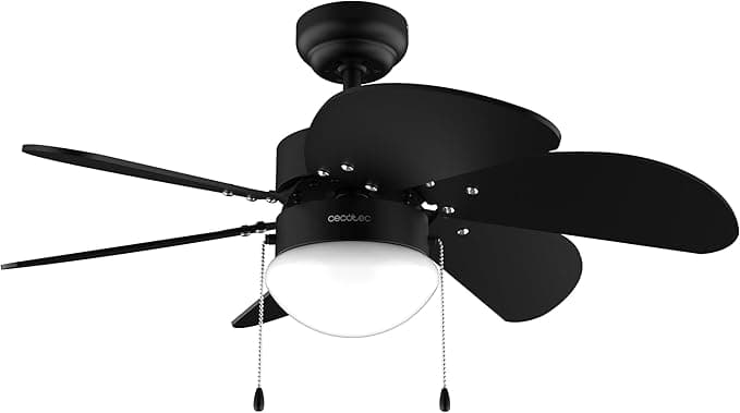 Cecotec Ventilador de Techo con Luz EnergySilence Aero 3600 Vision Full Black. 50 W, Diámetro 36”, 3 Velocidades, 6 Aspas Reversibles, Modo winter-summer, Uso Sencillo, Interruptor en Cadena