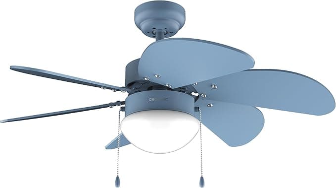 Cecotec Ventilador de Techo con Luz EnergySilence Aero 3600 Vision Full Blue. 50 W, Diámetro 36”, 3 Velocidades, 6 Aspas Reversibles, Modo winter-summer, Uso Sencillo, Interruptor en Cadena