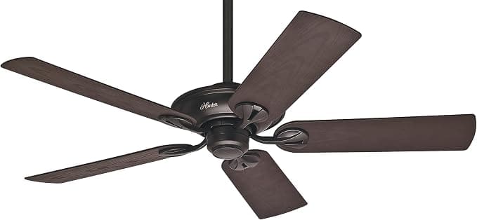 Ventilador de techo HUNTER FAN Maribel, 132 cm, Ventilador de Techo para Interior y Exterior, Silencioso, con Cadena y 5 Aspas Reversibles en Nogal, para Verano o Invierno, Acabado Bronce Nuevo, Modelo 50555
