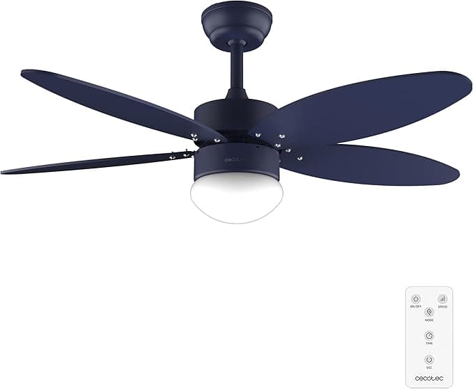 Ventilador de techo Cecotec Ventilador de Techo con Luz EnergySilence Aero 4260 Full Purple de 40 W con motor DC y 42” con luz LED, Mando a distancia, Temporizador, 6 Velocidades y 5 Aspas Reversibles