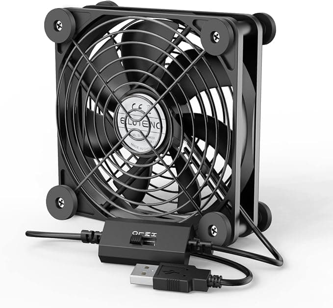 Ventilador de techo ELUTENG Ventilador USB 120mm PC Ventilador con 8 Almohadillas Amortiguadores Ventilador USB con 3 Niveles de Velocidad 5V Ventilador de Ordenador Compatible para PS4/PS5/PC/Portátil/Router