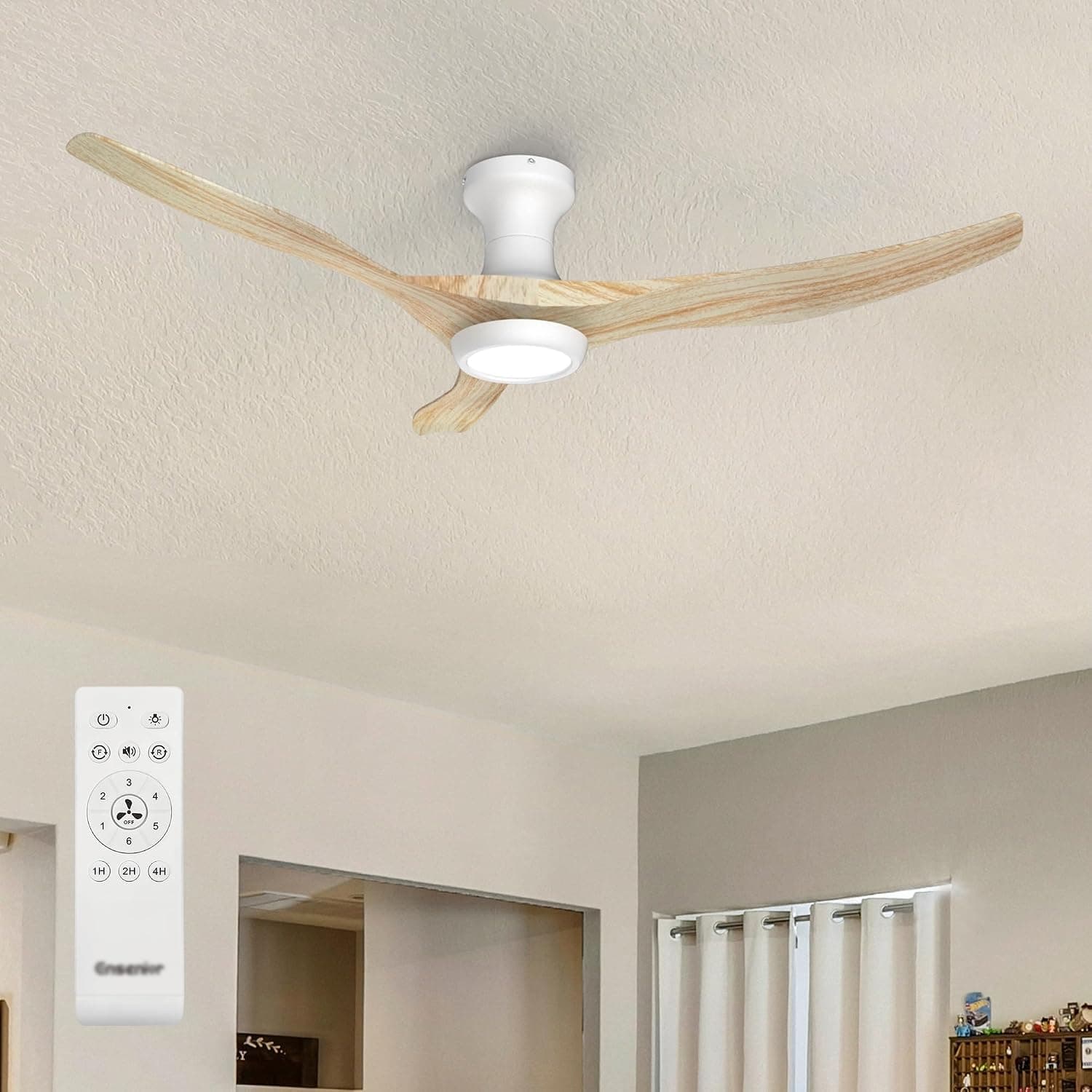Ensenior 126cm DC Efecto Madera Ventilador de Techo