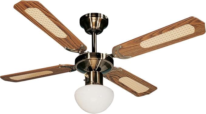 Ventilador de techo Farelek Bali - Ventilador de techo 107 cm, aspas con rejilla, color marrón