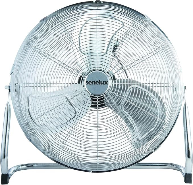 Senelux Ventilador de Suelo Cromado - 20 Pulgadas, Eléctrico Portátil para Hogar/Gimnasio/Oficina